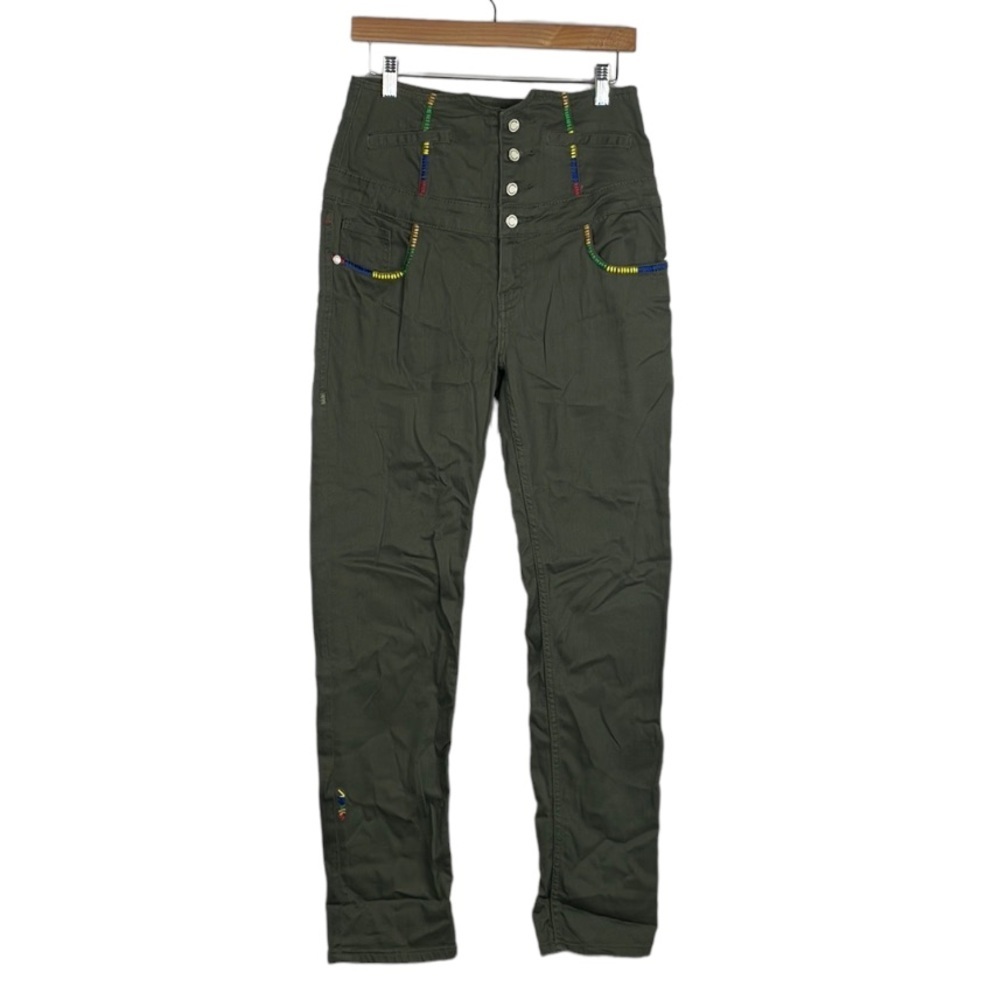 COOGI Ultra High Waist Corset Style Pants sz 11/12 Olive Green